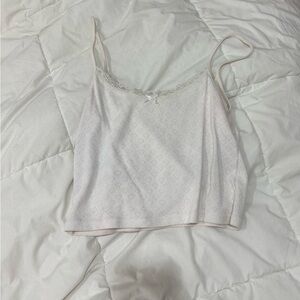 Brandy Melville crop White Lace Trim Cami Top